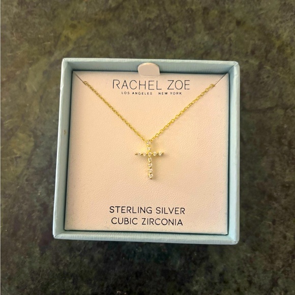 Rachel Zoe Gold Necklace with Cubic Zirconia Cross - Picture 1 of 1